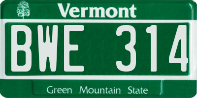 VT license plate BWE314