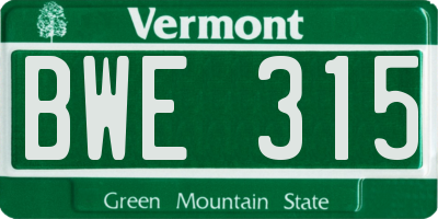VT license plate BWE315