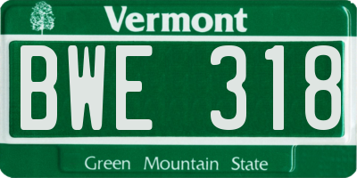 VT license plate BWE318