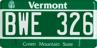 VT license plate BWE326