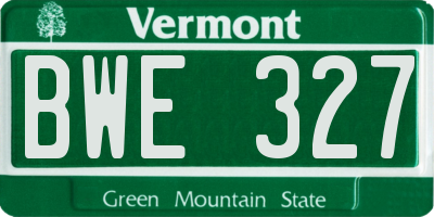 VT license plate BWE327