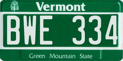 VT license plate BWE334