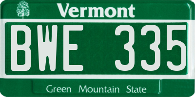 VT license plate BWE335