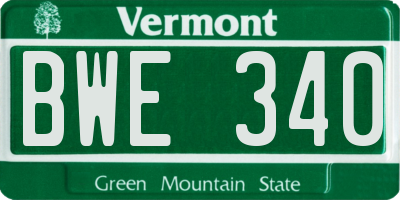 VT license plate BWE340