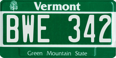 VT license plate BWE342