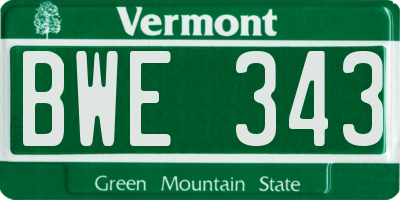 VT license plate BWE343