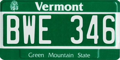 VT license plate BWE346