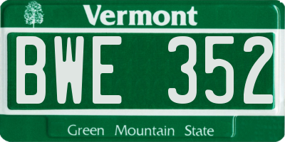 VT license plate BWE352