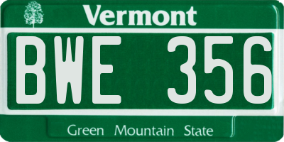 VT license plate BWE356
