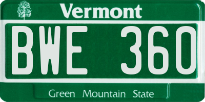VT license plate BWE360