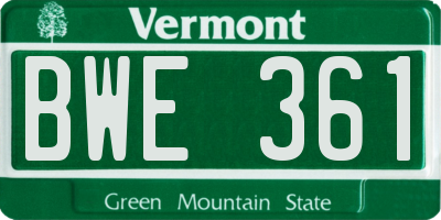 VT license plate BWE361