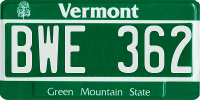 VT license plate BWE362