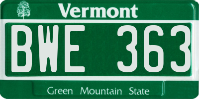 VT license plate BWE363
