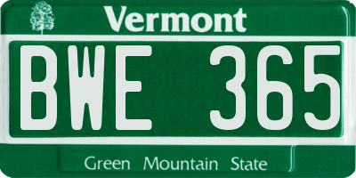 VT license plate BWE365