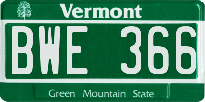 VT license plate BWE366