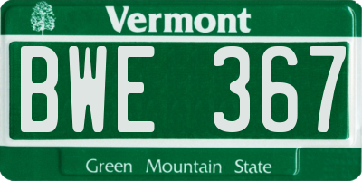 VT license plate BWE367