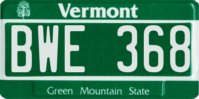 VT license plate BWE368