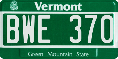 VT license plate BWE370