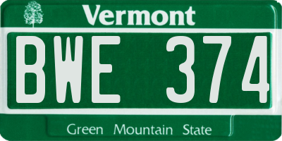 VT license plate BWE374