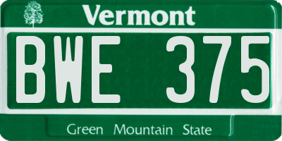 VT license plate BWE375