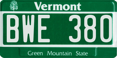 VT license plate BWE380