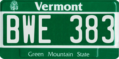 VT license plate BWE383