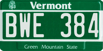 VT license plate BWE384