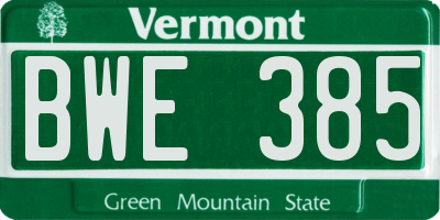 VT license plate BWE385