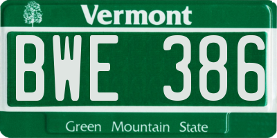 VT license plate BWE386