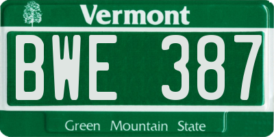 VT license plate BWE387