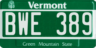 VT license plate BWE389