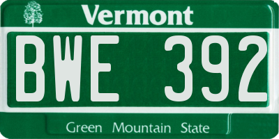 VT license plate BWE392