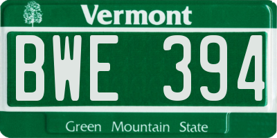 VT license plate BWE394