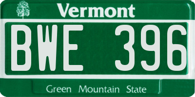 VT license plate BWE396