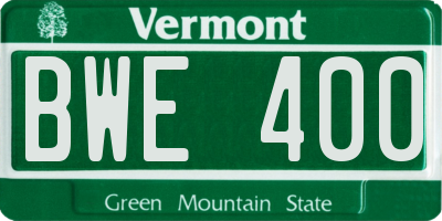 VT license plate BWE400