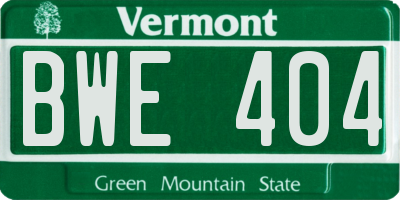 VT license plate BWE404