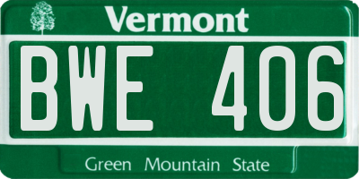 VT license plate BWE406