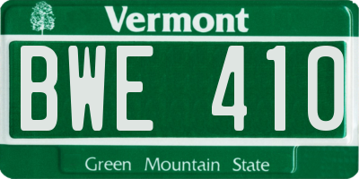 VT license plate BWE410