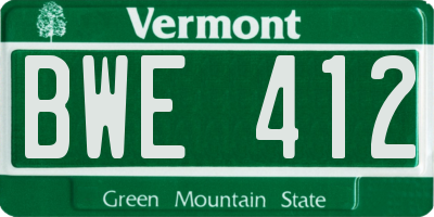 VT license plate BWE412