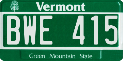 VT license plate BWE415