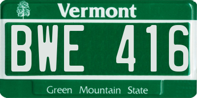 VT license plate BWE416