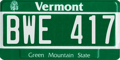 VT license plate BWE417
