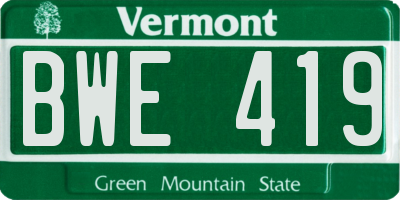 VT license plate BWE419