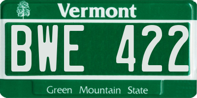 VT license plate BWE422