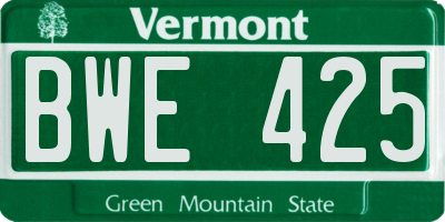 VT license plate BWE425