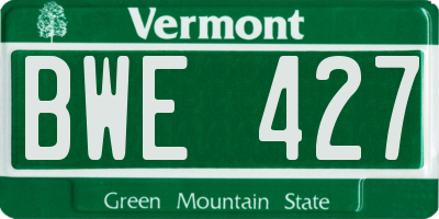 VT license plate BWE427