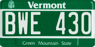 VT license plate BWE430