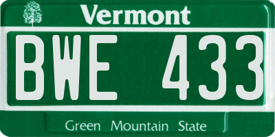VT license plate BWE433