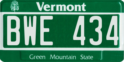 VT license plate BWE434