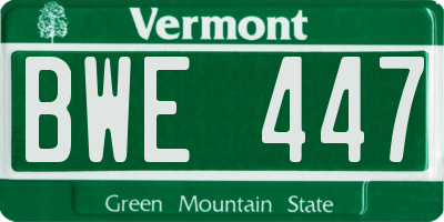 VT license plate BWE447